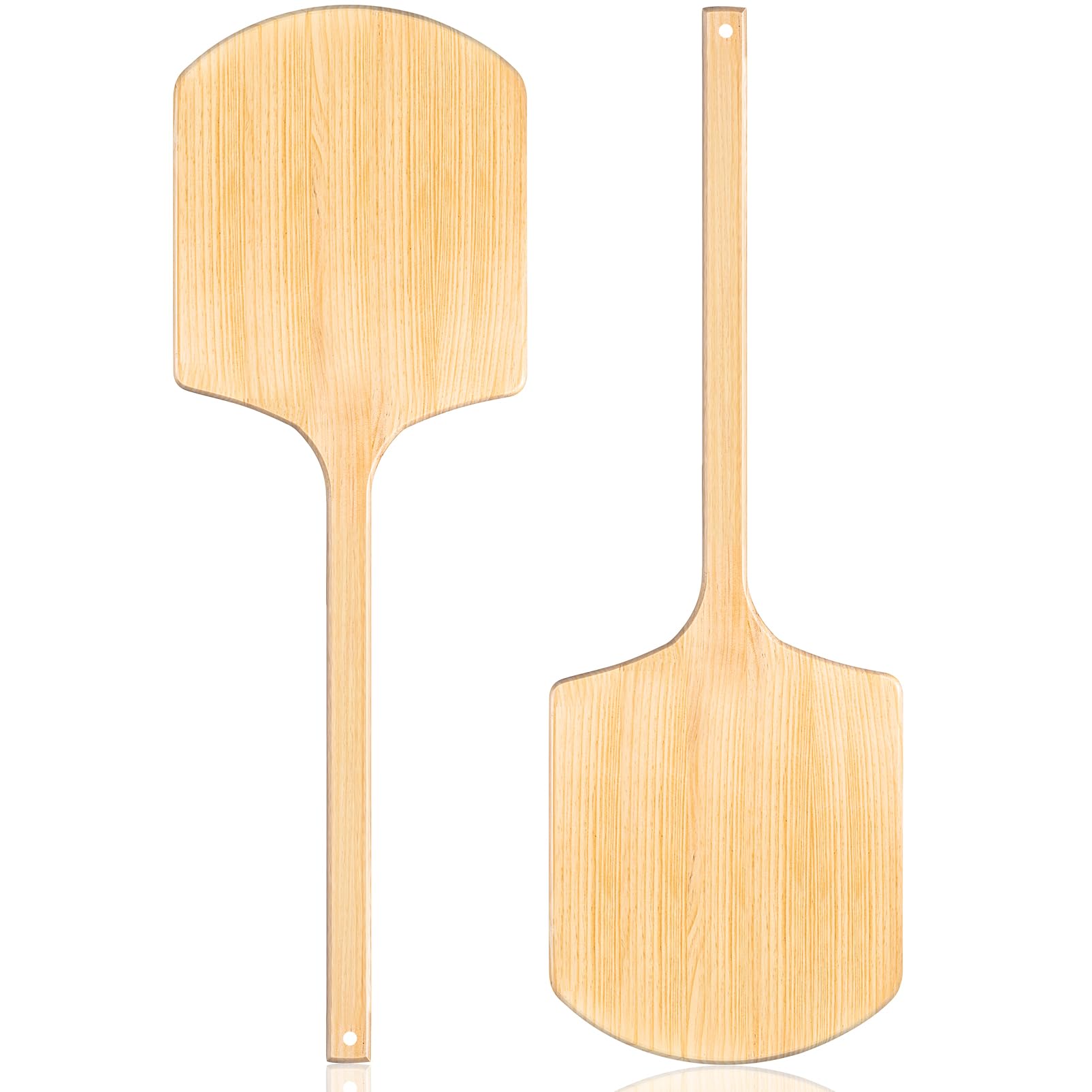 Bokon 2 Pack Wooden Pizza Peel, 16 x 14 Inch Large Pizza Paddle Set with 4 Inch Wooden Handle for Oven, Stone, Pan or Grill, Spatula for Baking Bread and Cake - Indoor & Outdoor