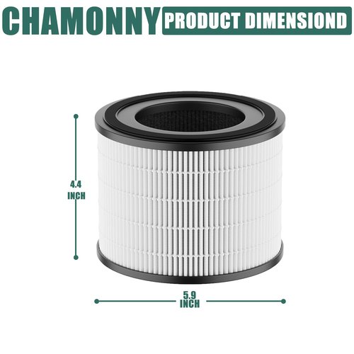 CHAMONNY AP-S0610L Filter Replacement, 3-in-1 H13 True HEPA & Activated Carbon Filter, Compatible with MOO-KA AP-S0610L Air Purifier, 2 Pack