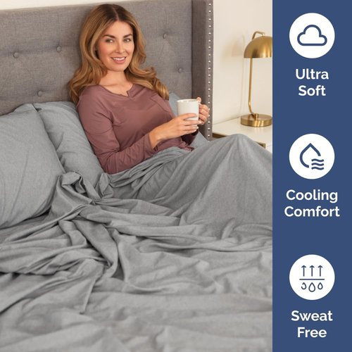 Flex Top Split Head King Sheet Set - Comfy, Breathable & Cooling Luxury Bedding - Deep Pocket, Soft Oeko-Tex in Heathered Grey