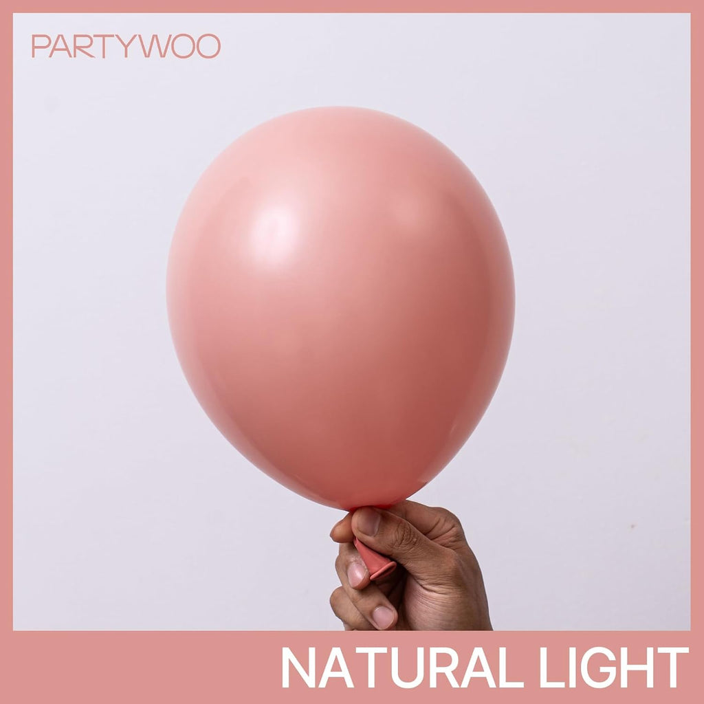 PartyWoo Dusty Pink Balloons - 140-Piece Blush Pink Balloon Arch Kit for Baby Showers & Birthdays | Various Sizes