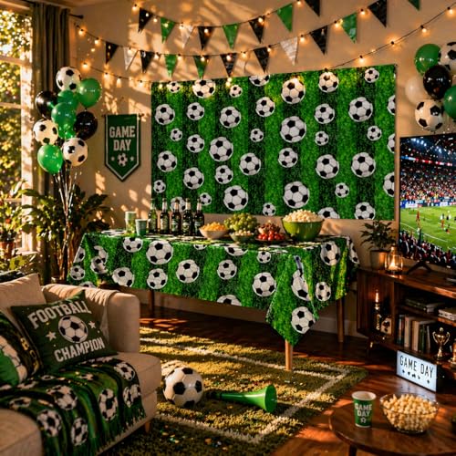 Chris.W Multi Color Soccer Table Cloths - 3 Pack Party Decorations