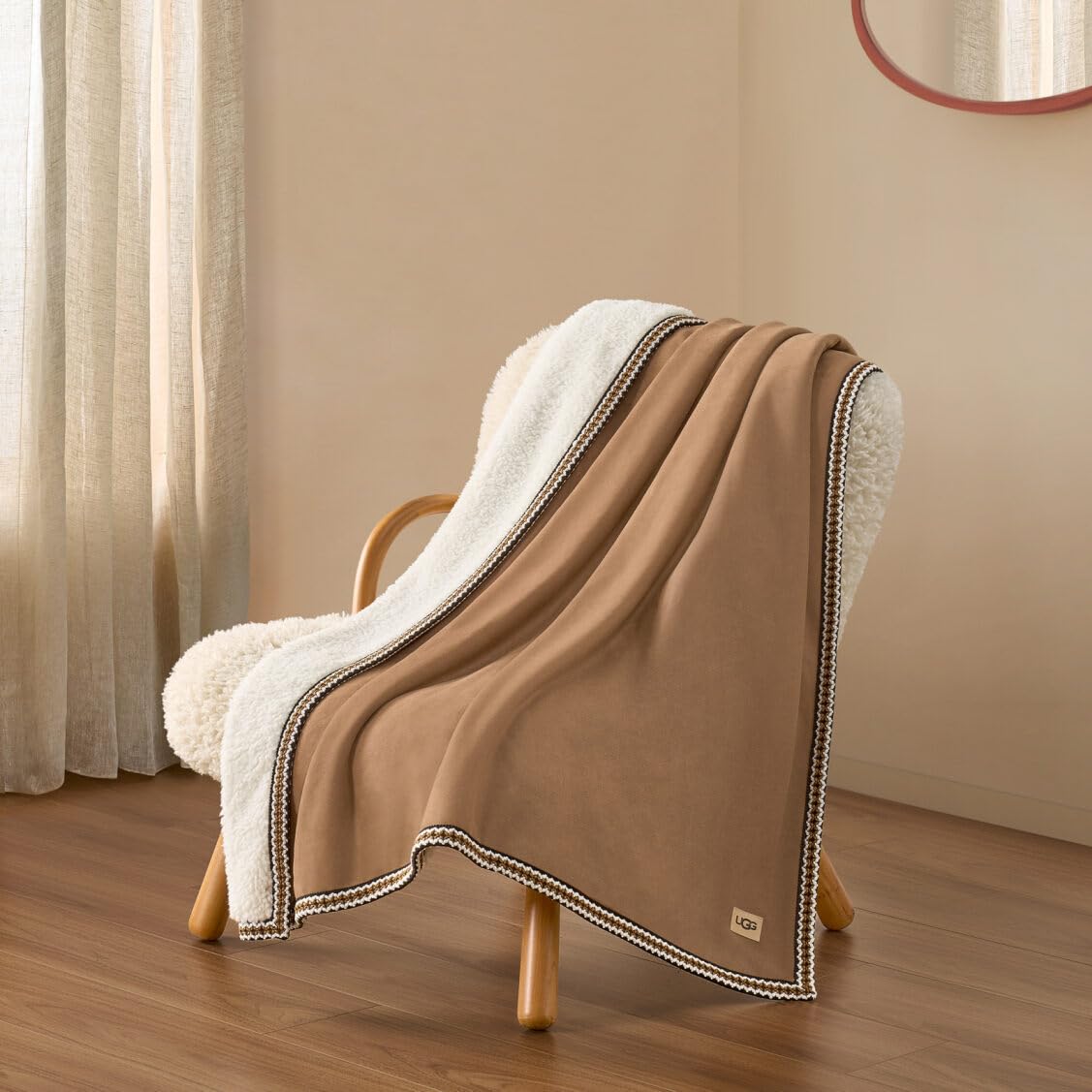 UGG Braid Reversible Throw Blanket – Ultra Soft Throw with Faux Suede and UGGFluff, Cozy Accent for Bedroom or Living Room Decor, Birthday Gifts for Women (Brown, Throw - 50" x 70")