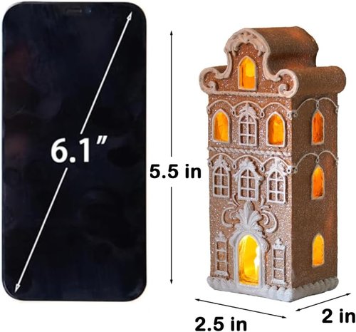 Cynkeyee Gingerbread House | Festive Indoor Christmas Decorations | Resin Village Decor 2.5x2x5.5 Inch