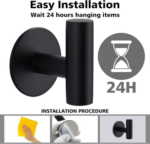 Bntuk Heavy-Duty Adhesive Hooks - Stainless Steel Waterproof Coat & Towel Holders | 2 Pack