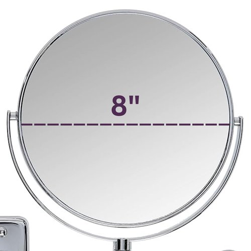 JERDON 8-Inch Two-Sided Swivel Wall Mount Mirror - Makeup Mirror with 8X Magnification & 13.5 inch Wall Extension - Nickel Finish - Model JP7808N