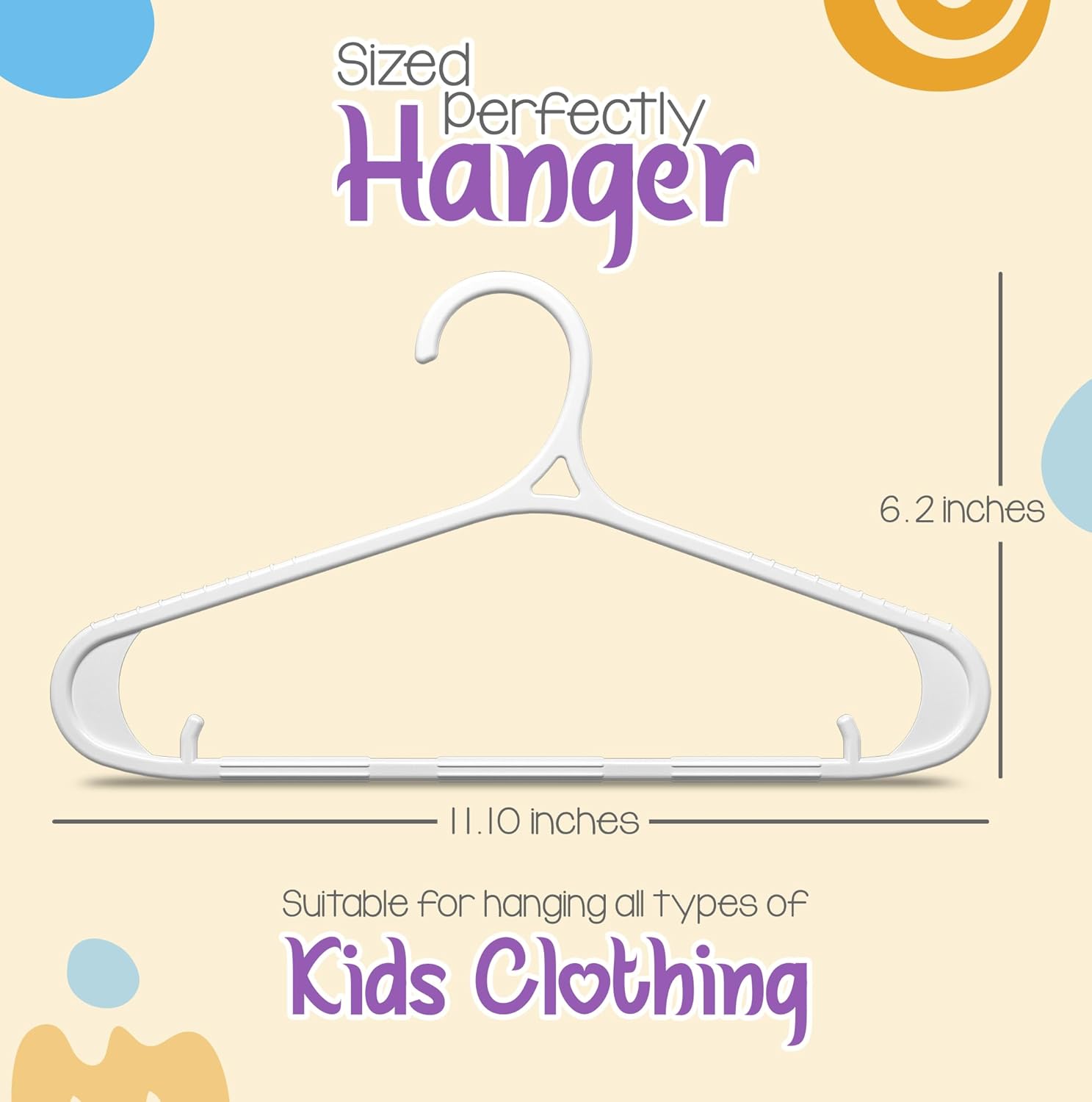 Utopia Home Kids Hangers 60 Pack - 11 Inch Non-Slip Plastic Baby Hangers for Closet | White