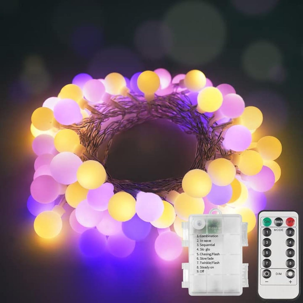 Suddus Globe String Lights - Waterproof 100 LED Colorful Lights with Remote | Battery Powered for Outdoor & Indoor Use