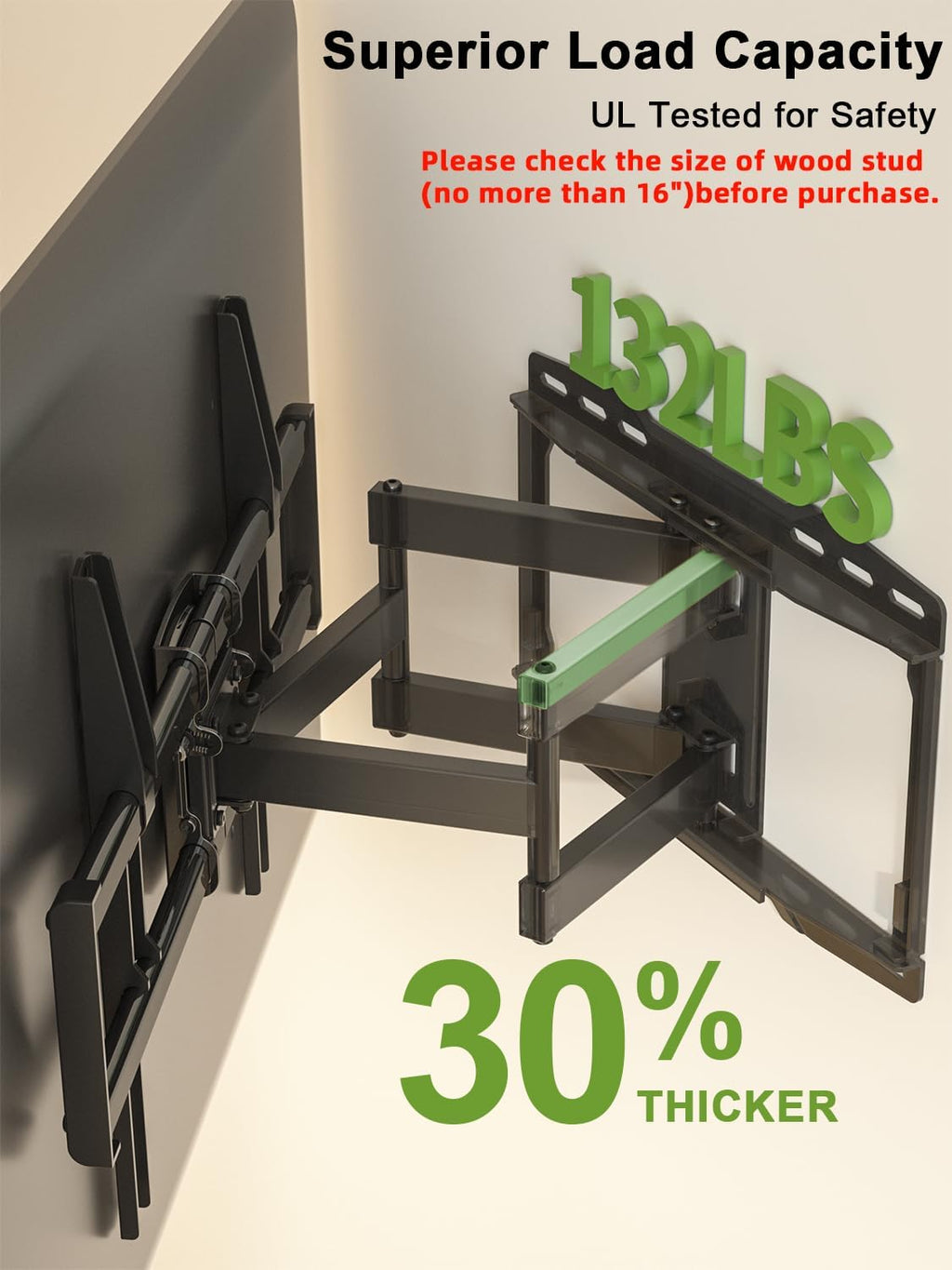 USX Mount Full Motion TV Wall Mount - Swivel & Tilt for 42-86 Inch TVs | Dual Articulating Arms, VESA 600x400mm, Max 132lbs