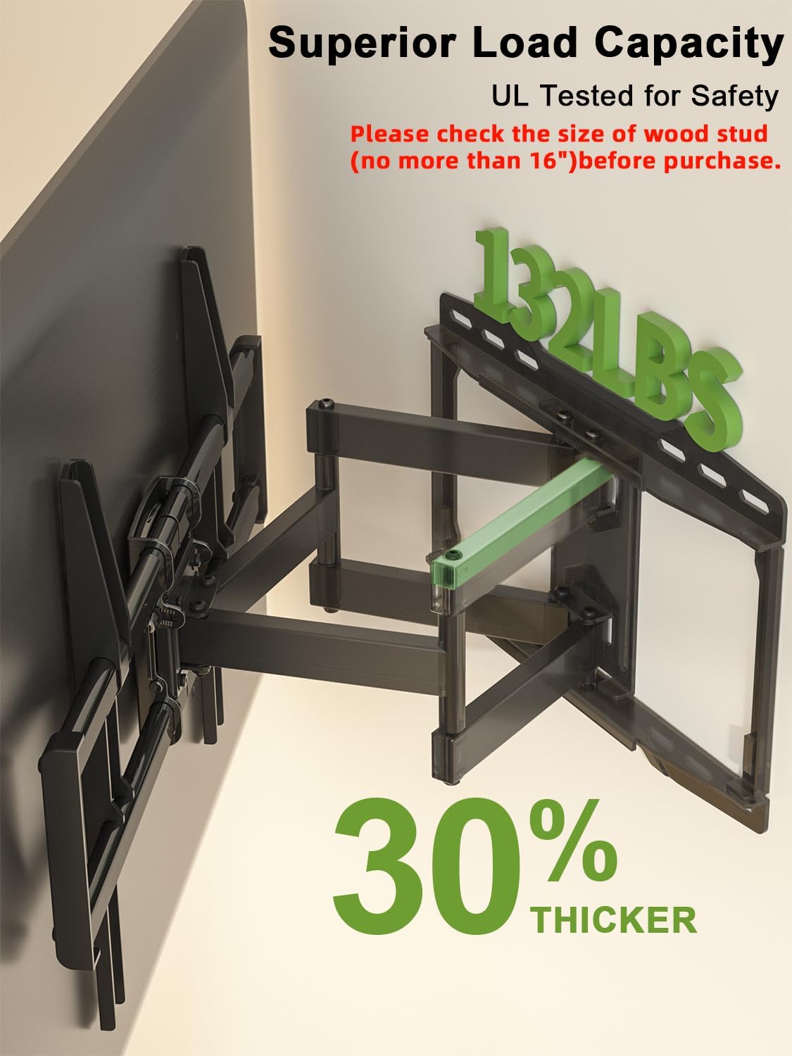 USX Mount Full Motion TV Wall Mount - Swivel & Tilt for 42-86 Inch TVs | Dual Articulating Arms, VESA 600x400mm, Max 132lbs