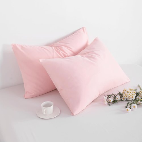 FLXXIE King Pillow Cases - Soft Microfiber Covers with Envelope Closure, 20x36, Blush Pink | Wrinkle & Stain Resistant