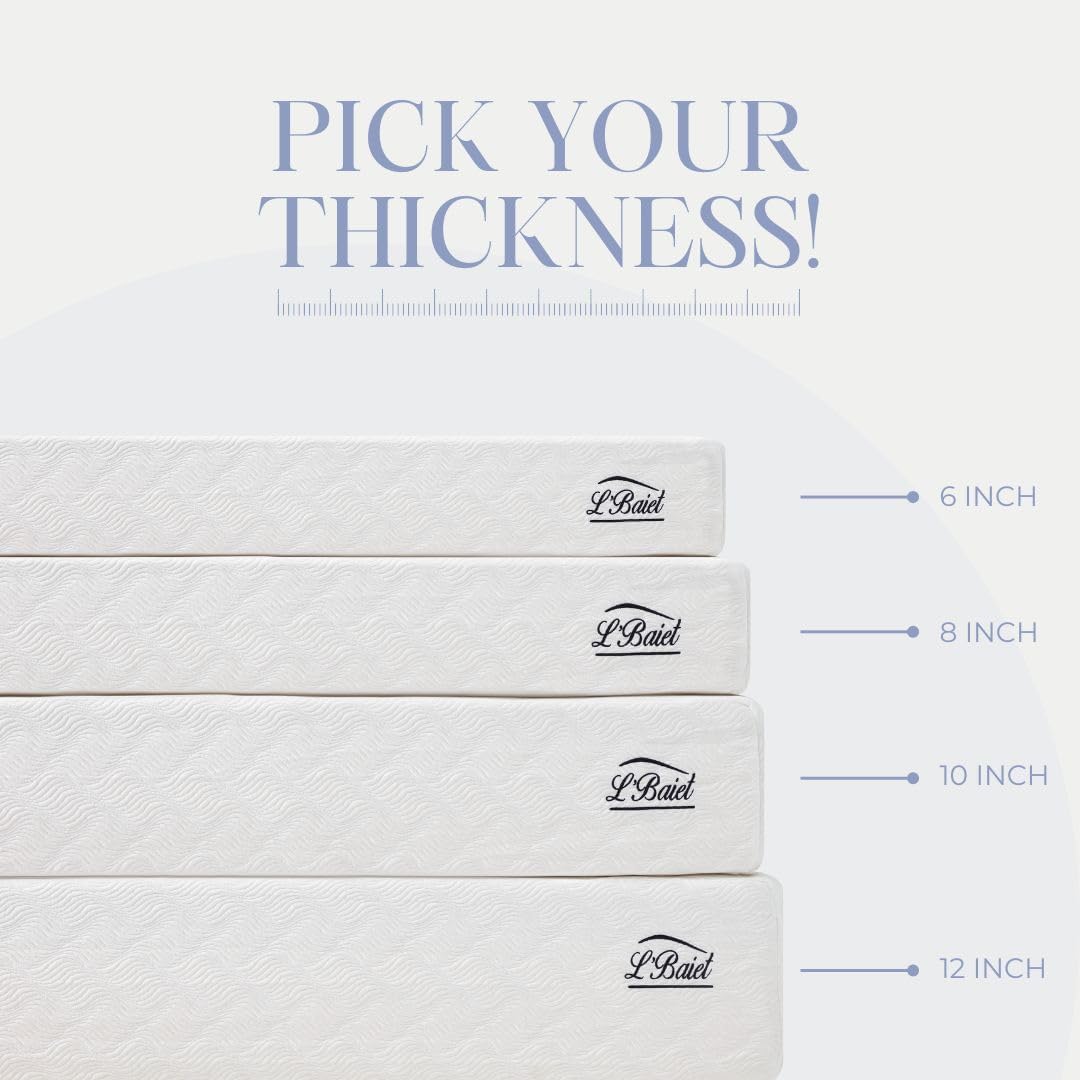 L’Baiet Twin Size Gel Memory Foam Mattress - 8 Inch Medium Firm with Cooling-Gel Comfort Technology