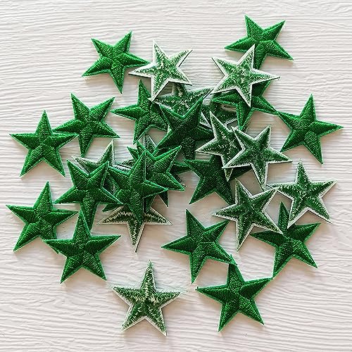 30 Green Star Iron-On Patches for Clothing & Accessories