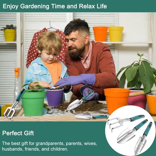 FANHAO Gardening Tools Set - 3 Piece Heavy Duty Cast Aluminum with Non-Slip Handles | Durable Garden Gifts for All
