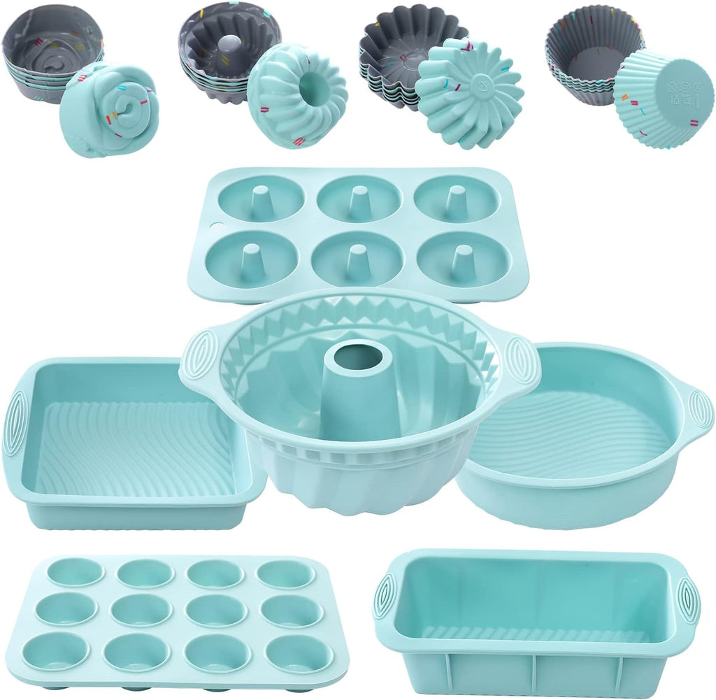 Skiennix 30-Piece Nonstick Silicone Bakeware Set - Versatile Baking Pans, Molds & Cups in Assorted Sizes