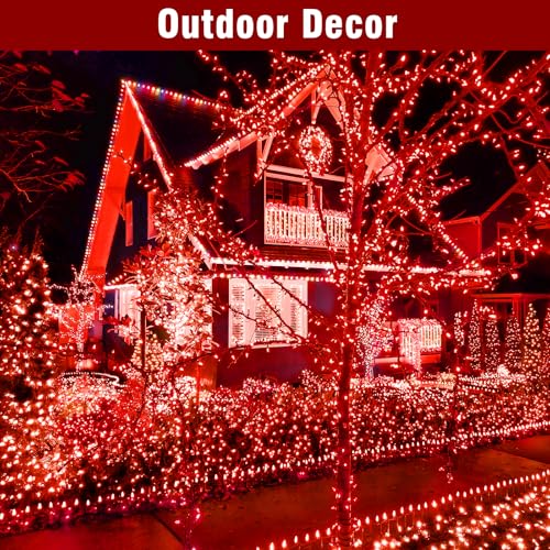 400FT Red Christmas String Lights with Remote - Indoor Outdoor LED Decorations