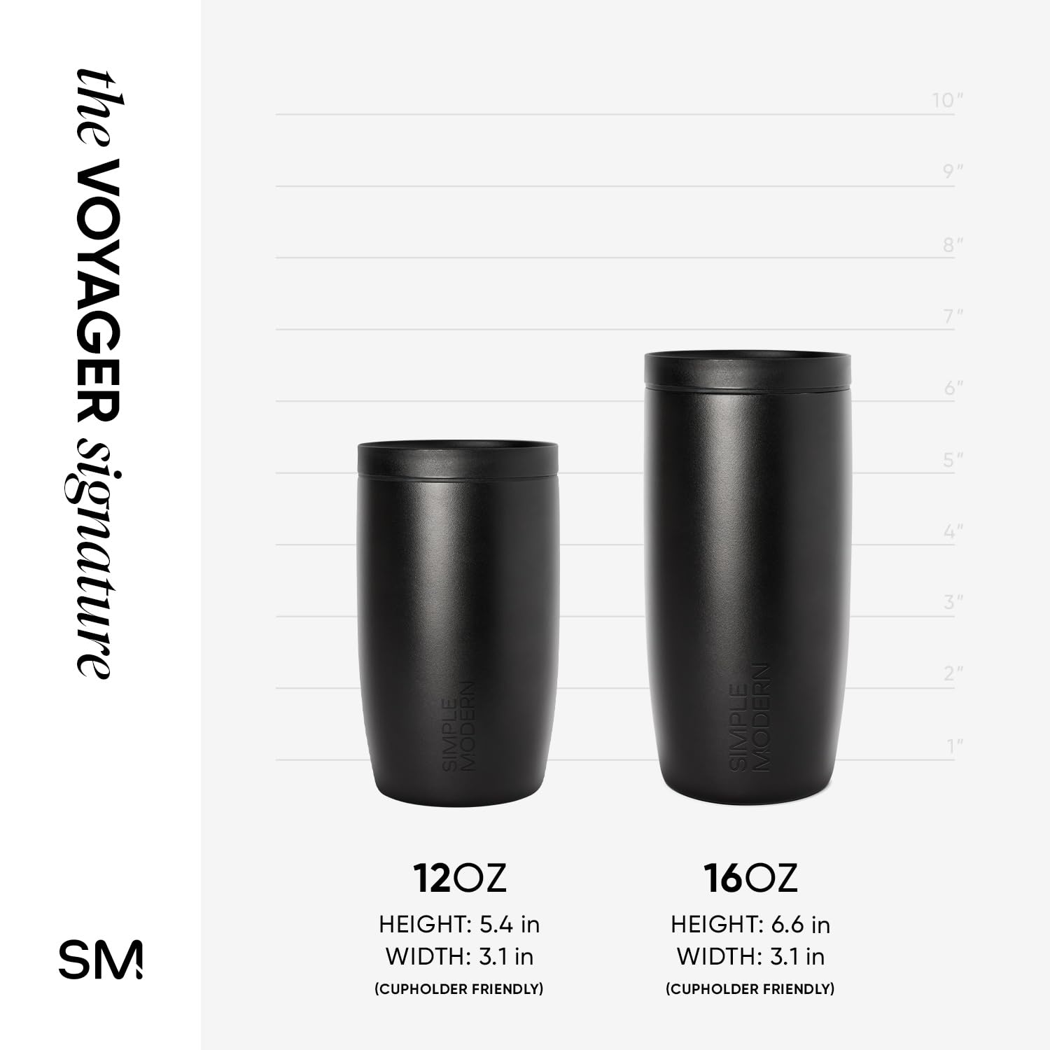 Simple Modern Travel Coffee Mug Tumbler with 360° Lid | Ceramic-Lined Insulated Stainless Steel Cold Brew Iced Coffee Cup | Gifts for Women Men Her Him | Voyager Signature | 16oz | Midnight Black