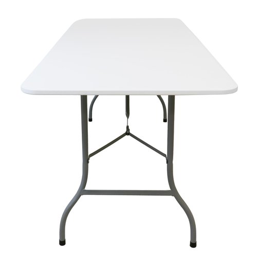 Elama 6 Foot Folding Table in White Plastic, Portable Long Foldable Table for Indoor Outdoor Picnic Camping & Parties