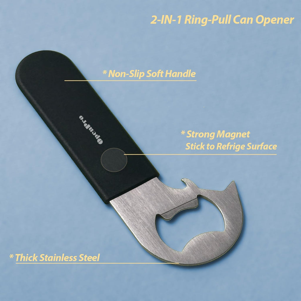 Skiennix Magnetic 2-in-1 Can Opener | Easy Manual Beer & Pet Food Opener for Seniors - 2-Pack