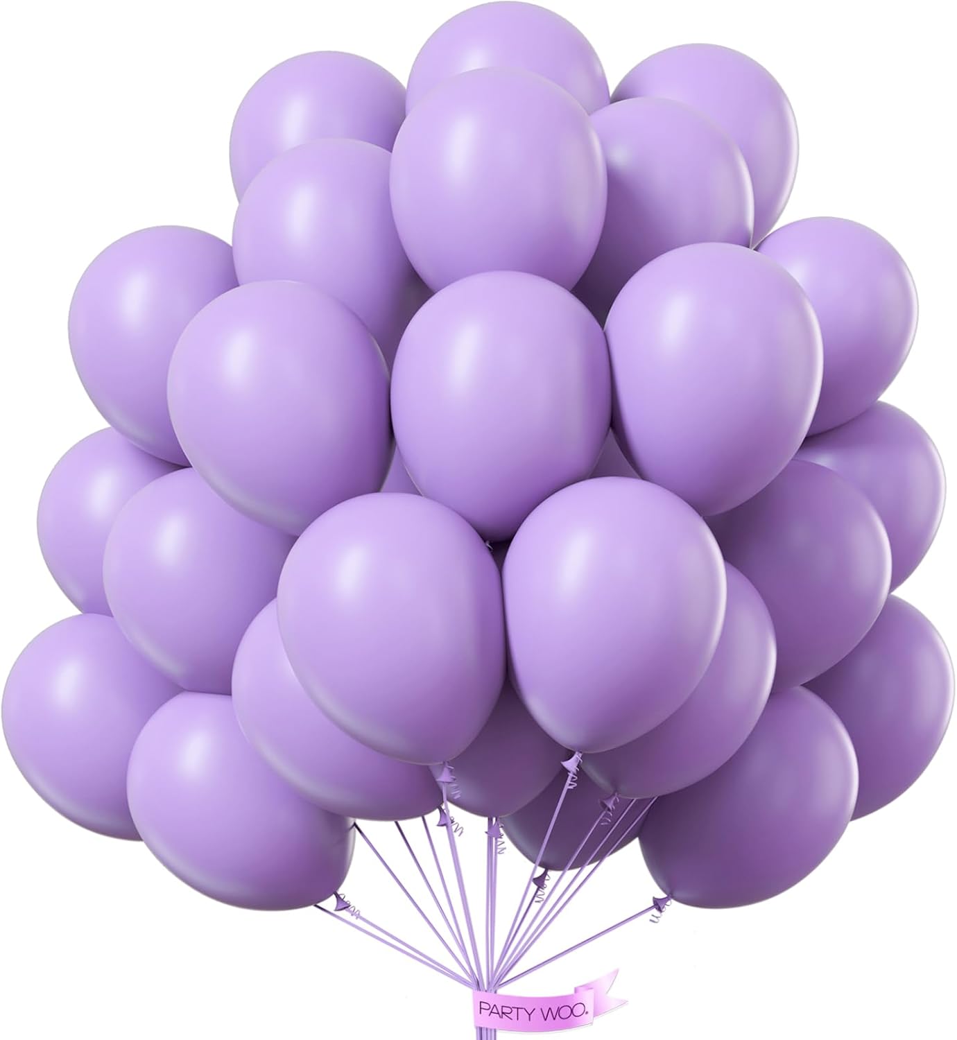 PartyWoo Lavender Balloons - 101pcs 12 Inch Light Pastel Purple Latex Helium Balloons for Celebrations