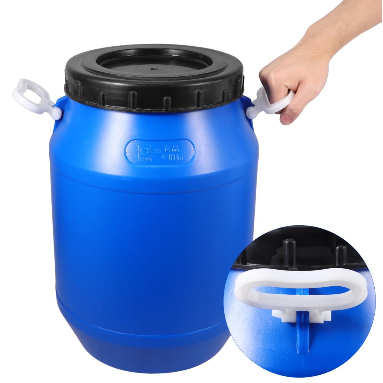 ULTECHNOVO Large Food Storage Bucket with Lid 17.71X11.81X11.81In Airtight Enzyme Barrel for Fermenting Ingredients Thick Safe Plastic Container with Handle for Pantry and Household Use
