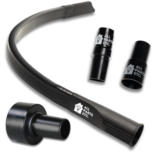 ALL PARTS ETC. 1.25" Flexible Flat Vacuum Crevice Tool/Under Side Refridgerators - 1.5" & 1.37" - 24" Long Hose Adaptor 2.5" to 1.25” Fits Wet Dry Vacuums - Shop Vac, Rigid, Workshop, Vac Master