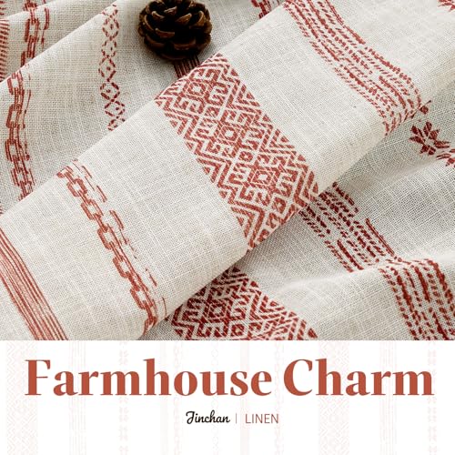 jinchan Liora Linen Valance 18 Inch Modern Boho 1 Panel Terracotta on Linen, 50"W x 18"L