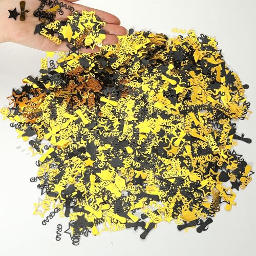 Graduation Confetti Decorations - 2500pcs Black Gold Glitter 2026