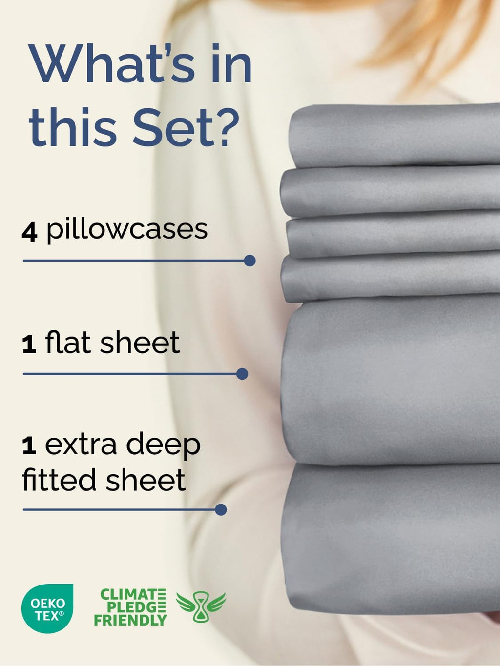 Skiennix Extra Deep Queen Sheet Set | 6-Piece Breathable Cooling Bedding - Soft, Wrinkle-Free Steel Blue