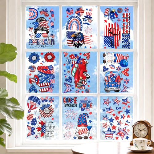 4th of July Window Clings Set - 102 Reusable Patriotic Decals