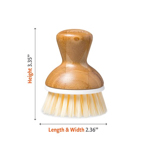 Full Circle Bubble Up Bamboo Dish Brush–Family Safe, Formaldehyde-Free– Ergonomic Palm Scrubber with Handle for Kitchen Cleaning, Dish Scrub Brush for Nonstick, Cast Iron & Sink,White