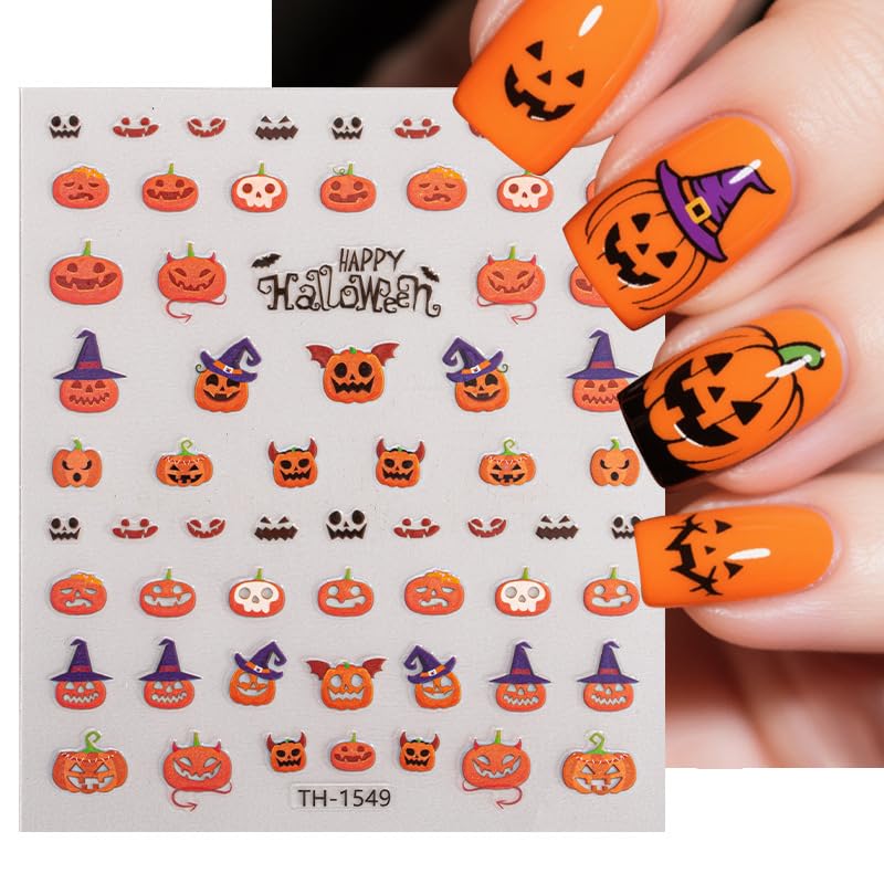 6-Sheet Halloween Nail Art Stickers - Bloody Handprints & Pumpkins