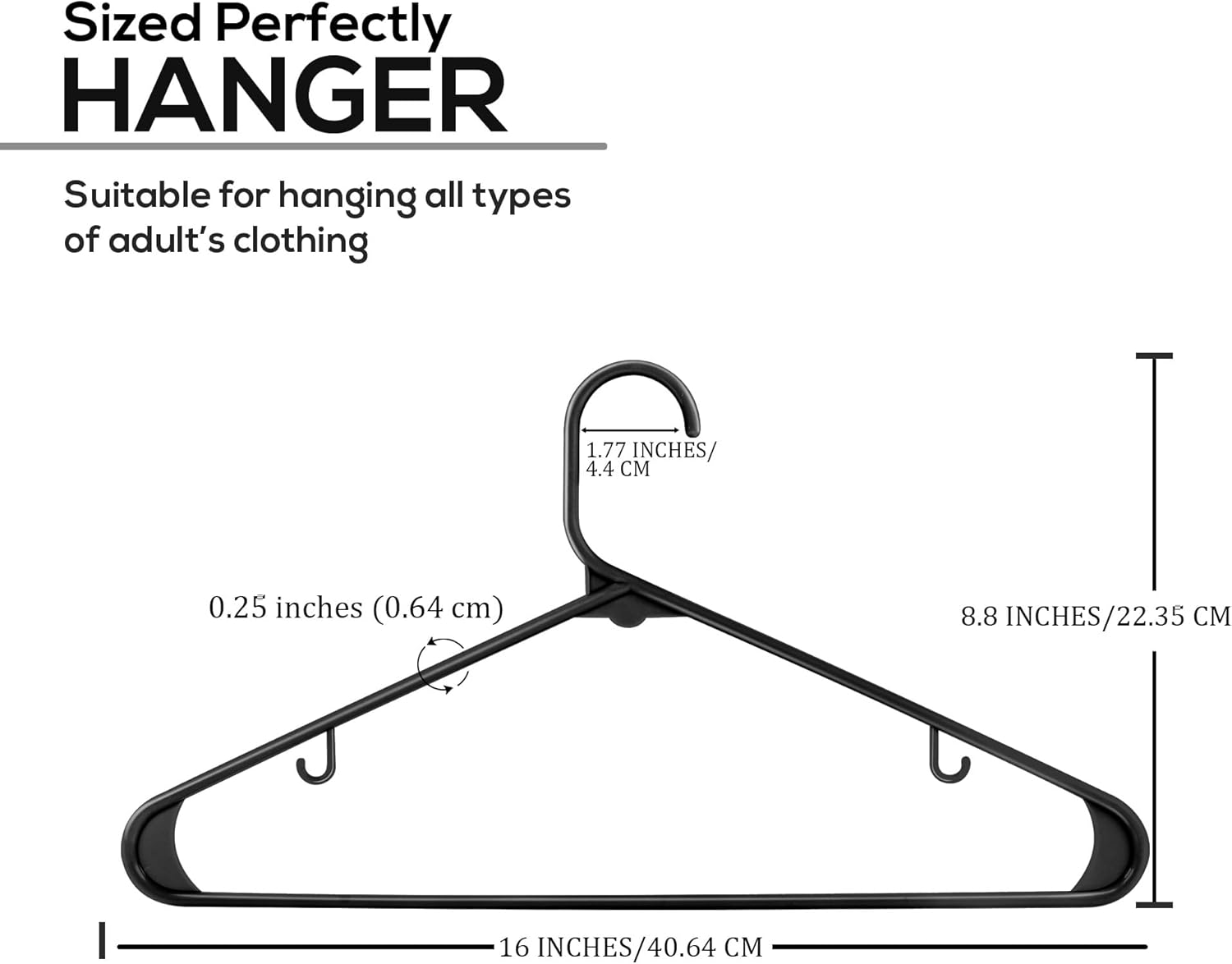 Utopia Home Plastic Hangers 20 Pack - Durable Space-Saving Closet Organizers - Ideal for Shirts, Pants & Coats (Black)