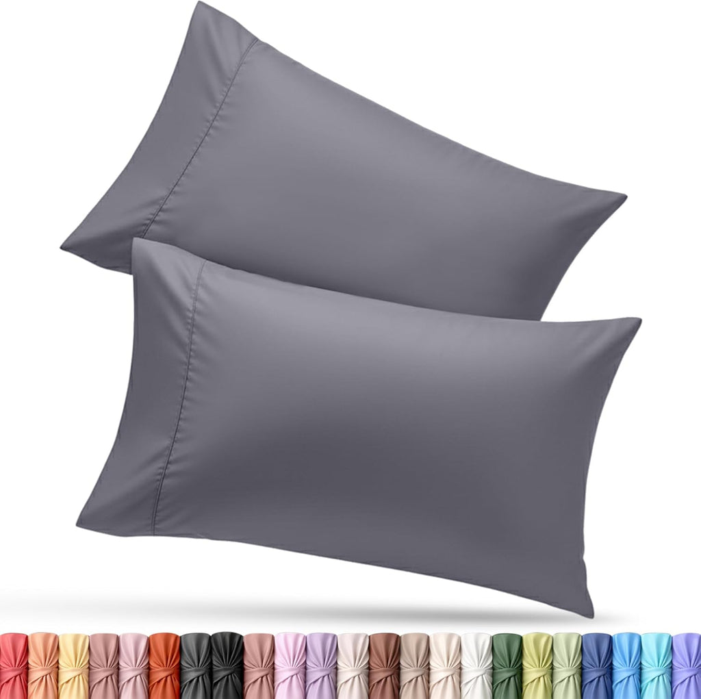 Utopia Bedding Pillow Covers - Soft Brushed Microfiber, Oeko-TEX Certified | Queen Size 2-Pack, 20x30 Inches (Grey)