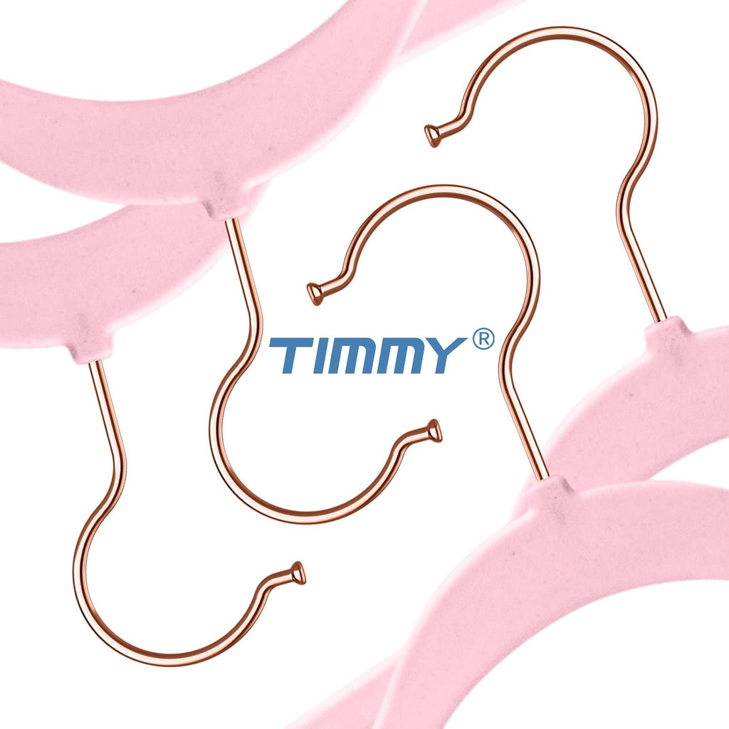 TIMMY Velvet Hangers - 50-Pack Ultra-Thin Space-Saving Suit & Coat Hangers | Heavy-Duty Pink Design