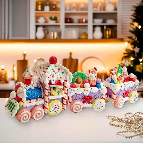 Kurt Adler 14.4-Inch Claydough Train Set - Perfect Holiday Decoration for Kids & Collectors