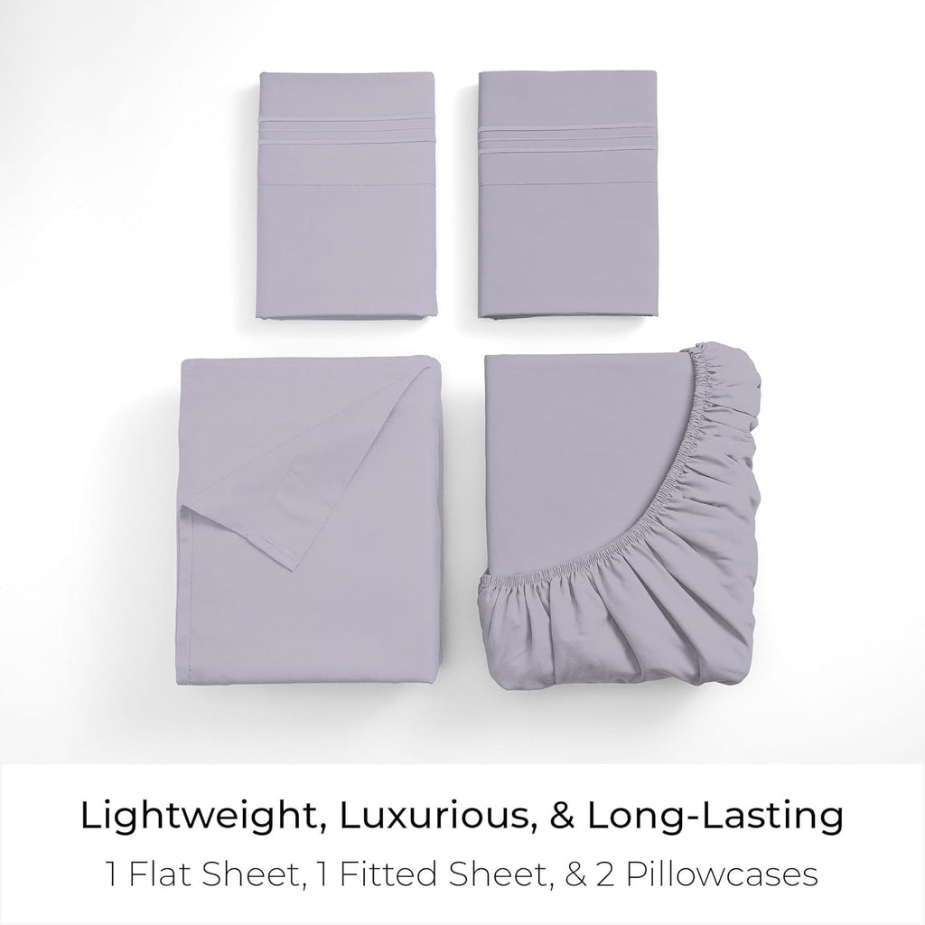 Mellanni California King Sheets Set - 4 PC Luxury Bedding | Extra Soft, Cooling, Wrinkle-Resistant (Cal King, Lavender)