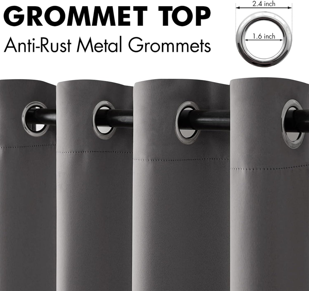 MIULEE Blackout Curtains - 84 Inch Long Thermal Insulated Drapes | Light Blocking Grommet Top Set in Grey