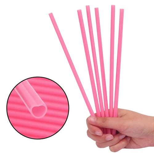 120PCS Tomnk Pink Heart Shaped Straws, 8.3" Long Disposable Cute Plastic Straws for Valentines Day, Cocktail, Birthday Party, Bridal Shower, Wedding Decorations