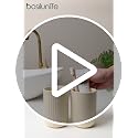 BosilunLife Ceramic Toothbrush Holder - Striped Khaki Cylinder Tumbler