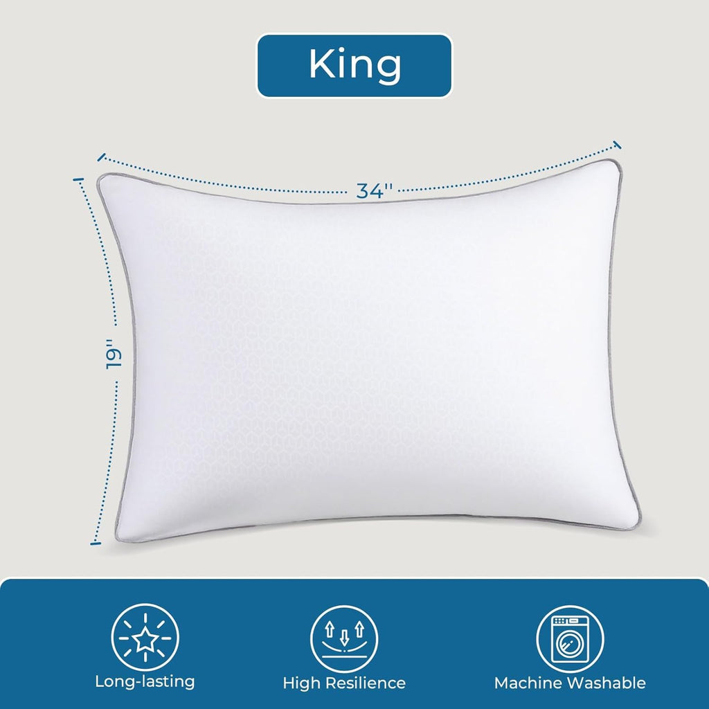 Sasttie King Size Pillows - Set of 4 Supportive Down Alternative | Oeko-Tex Certified, Hotel Quality