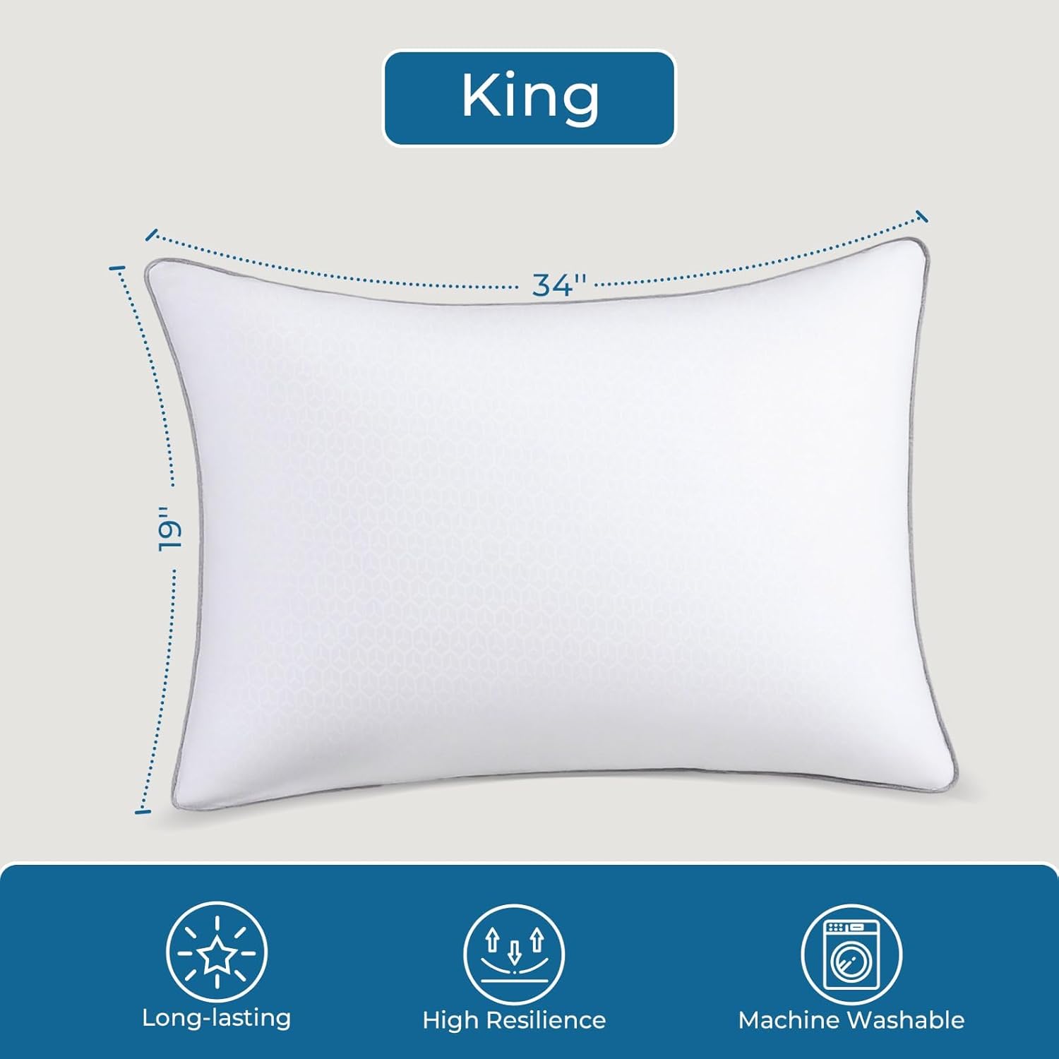 Sasttie King Size Pillows - Set of 4 Supportive Down Alternative | Oeko-Tex Certified, Hotel Quality