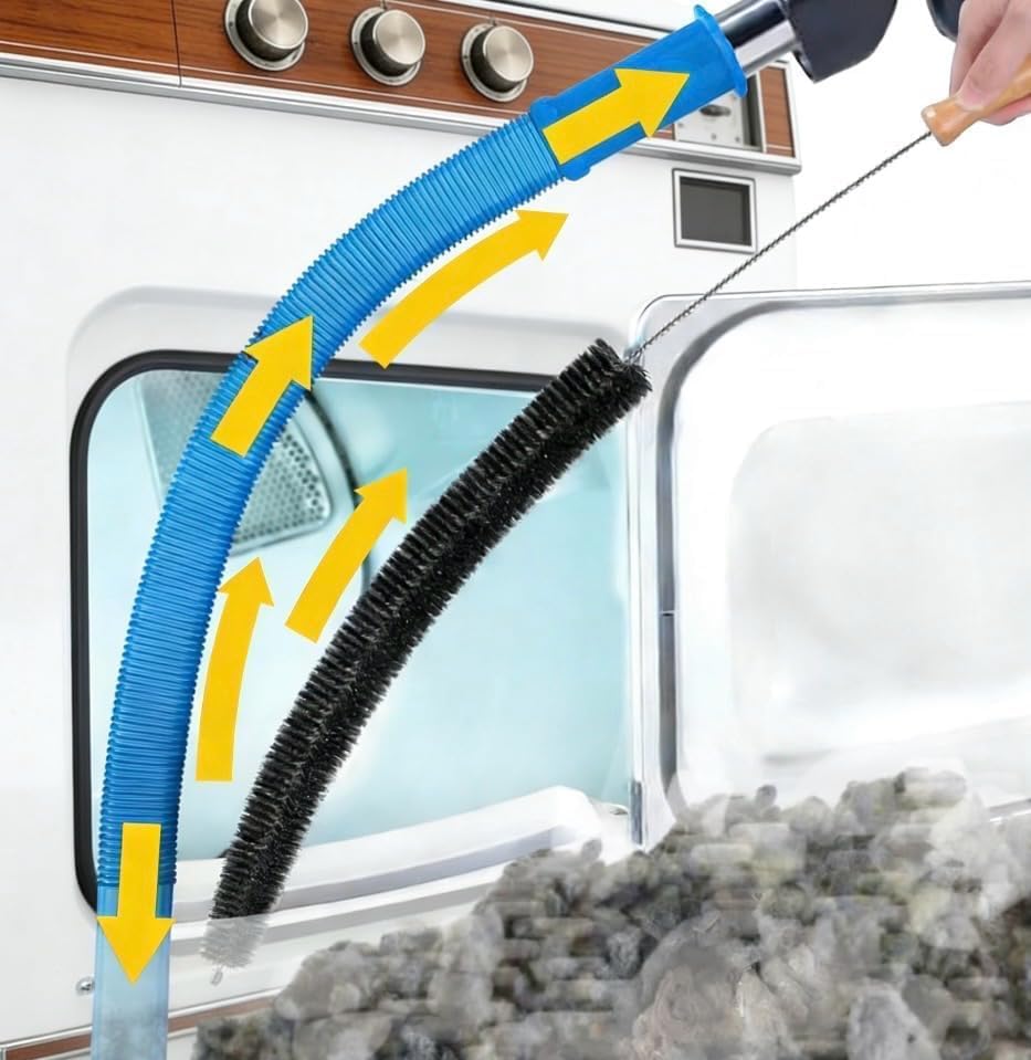 Skiennix Dryer Vent Cleaner Kit - 2-Piece Lint Brush & Vacuum Hose Attachment for Quick Lint Removal