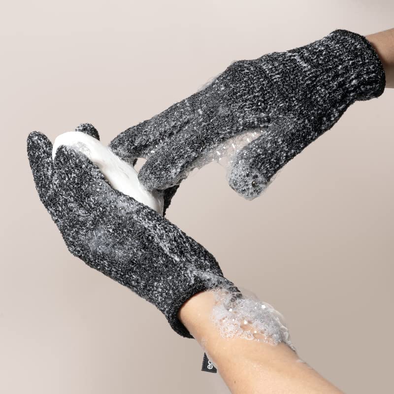 EcoTools Charcoal Exfoliating Bath and Shower Gloves, 1 Pair