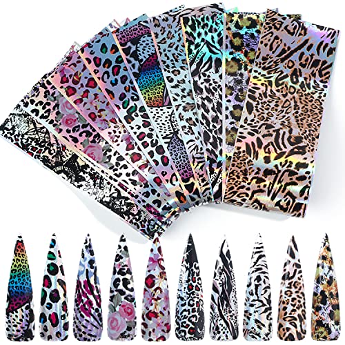 Leopard Nail Foil Transfer Stickers - 10 Sheets Laser Print Decals