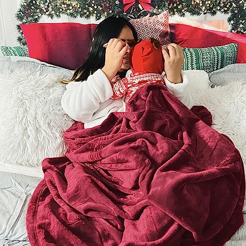 Bedsure King Size Burgundy Fleece Blanket - Soft Plush Microfiber