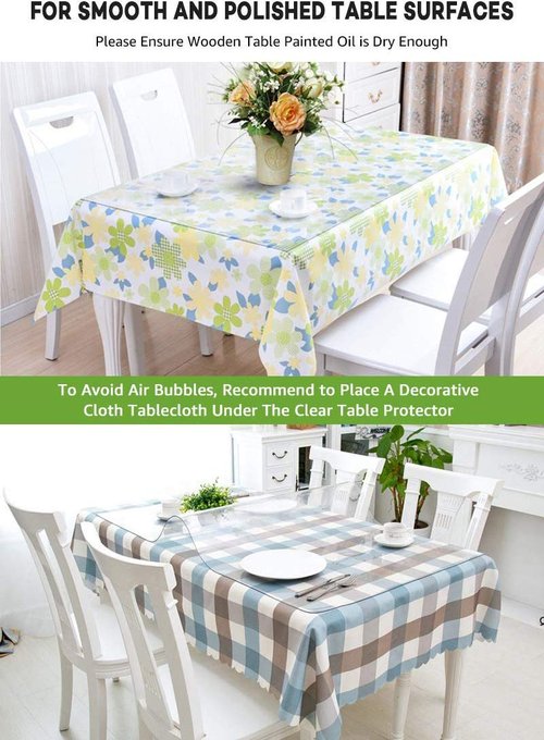 42 X 108 Inch Thick Furniture Table Protector Clear Plastic Tablecloth Mat Wipeable Desk Glass Topper Protective Cover Eco PVC Vinyl Coffee Dining Tabletop Easy Clean Water Resistant Protection Pad