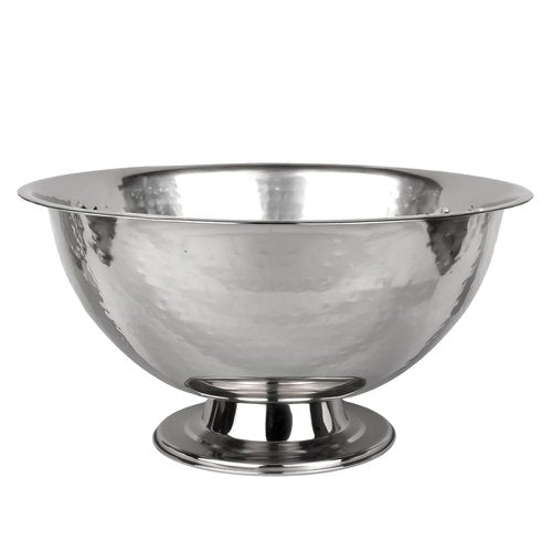 Cruiser’s Caché 16" Footed Champagne Bucket, Beverage Tub, Wine and Champagne Server, Stainless Steel with Hammered Silver Finish