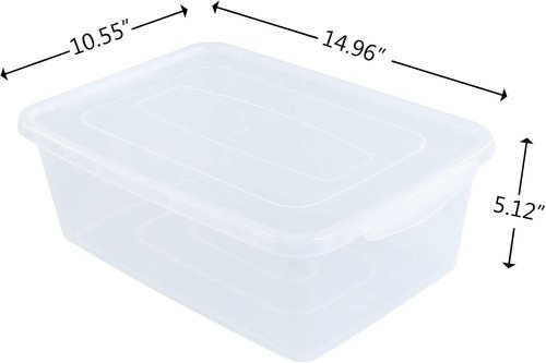 Inhouse 14 Quart Clear Storage Bins - Plastic Latching Containers with Lid | Set of 4 Shoe Boxes