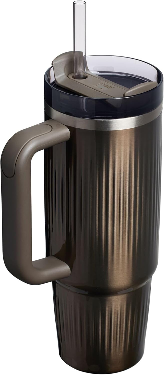 STANLEY Quencher H2.0 Tumbler - 30 oz Insulated Stainless Steel with Handle & Straw | BPA-Free | Fluted Gunmetal Shine