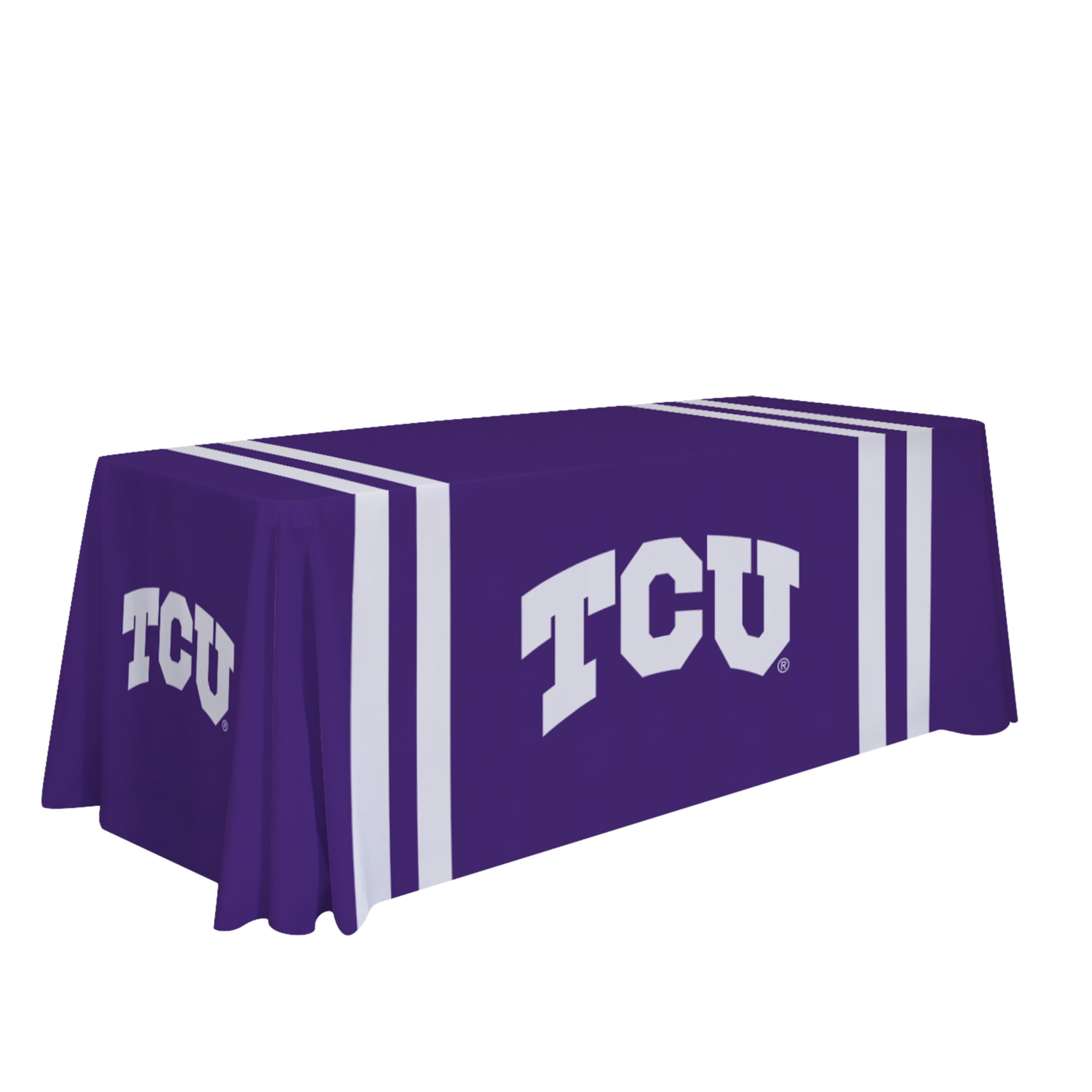 TCU Horned Frogs College Sports Printed Table Throw - NCAA Licensed - Polyester - School Tablecloth (Purple, White) (6' Draped)